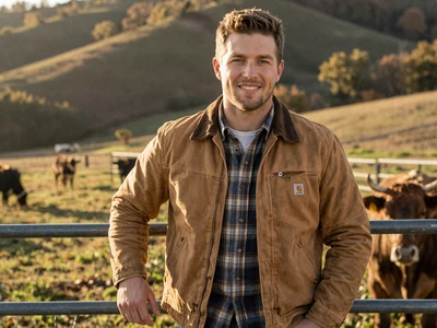 Jake, 33-year-old Missouri Ozark cattle rancher smiling by cattle gate - missouri farmers dating
