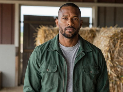 Marcus, 35-year-old Indiana livestock farmer standing in barn doorway - indiana farmers dating