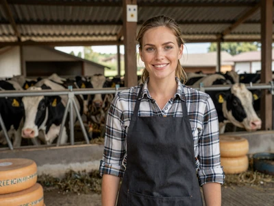 Elke, a 29-year-old German-American dairy farmer and cheesemaker in Wisconsin