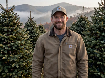 Caleb, 36-year-old mountain Christmas tree farmer in Blue Ridge North Carolina - farm singles NC