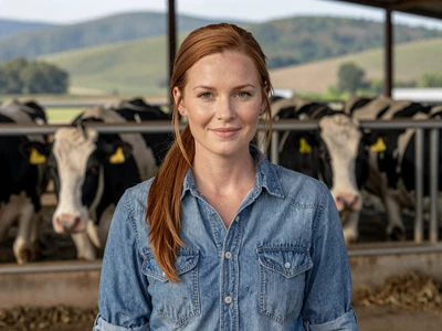 Jenny, 29-year-old Piedmont dairy farmer near Holstein cows in North Carolina - farm dating Charlotte