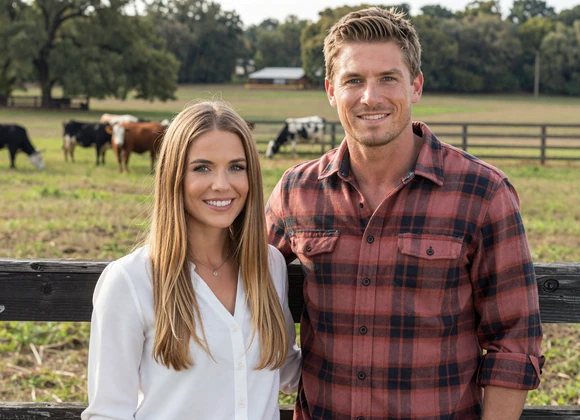 Chris and Kendell Dowling standing by a farm fence in Alva Oklahoma - farmer dating success story